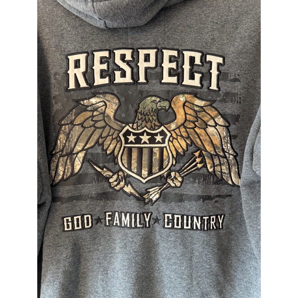 Buck Wear Eagle God Family Country Men's Hoodie Great Camo Hood Size Large
